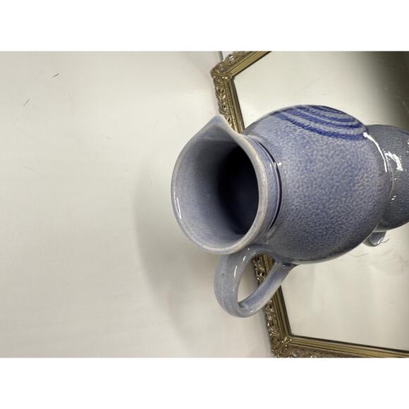 1970s Marzi & Remy Blue Salt Glaze German Pottery Pitcher Marked - Picture 3 of 10